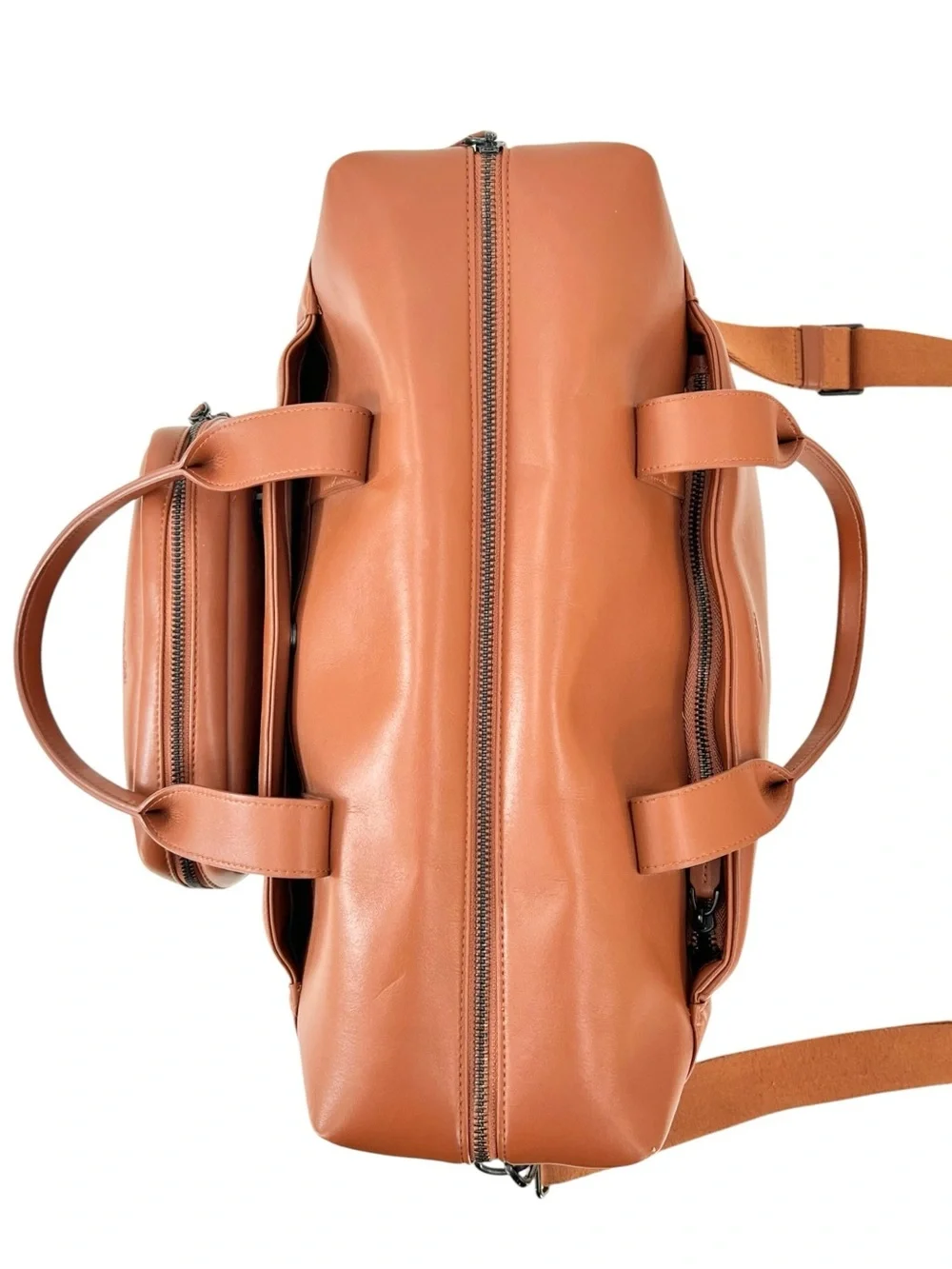 MONOS Metro Duffle - Brown Faux Leather Shoulder Strap Unisex Duffel Travel Bag